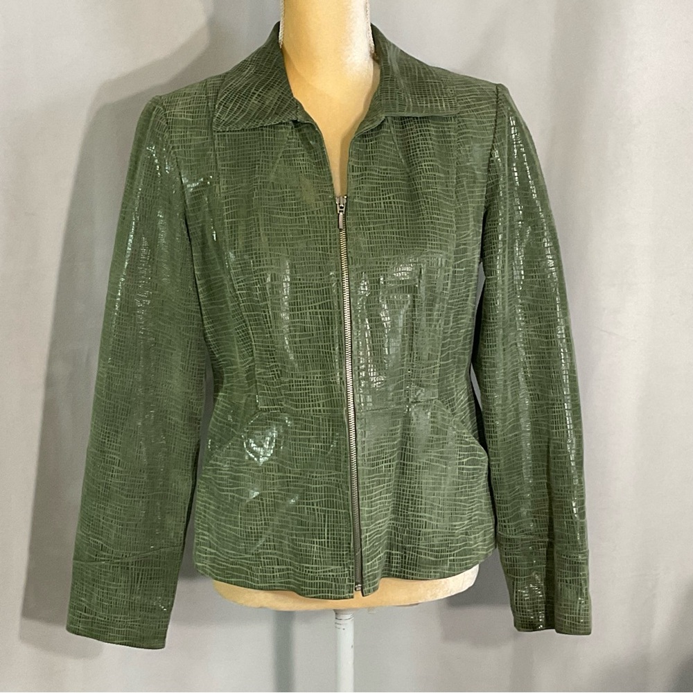 Alfani green leather jacket, size Medium